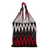 Baumwoll-Einkaufstasche - Handgewebte gemusterte Baumwoll-Einkaufstasche in Rot, Schwarz und Weiß