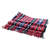 Cotton throw blanket, 'Rustic' - Red and Blue Striped Hand-Woven Cotton Throw Blanket