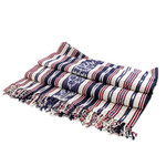 Cotton throw blanket, 'Fresh and Cool' - Blue and Red Hand-Woven Cotton Throw Blanket with Stripes