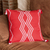 Cotton cushion cover, 'Red Directions' - Handloomed Geometric Red and White Cotton Cushion Cover