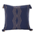 Cotton cushion cover, 'Indigo Directions' - Handloomed Geometric Indigo and Beige Cotton Cushion Cover