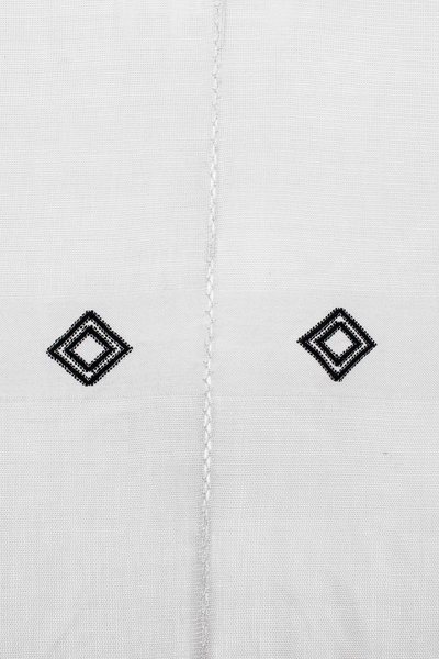 Tiro de rayón - Manta de rayón gris y negro tejida a mano con motivos geométricos