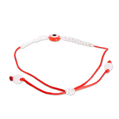 Kristall-Makramee-Anhänger-Armband - Handgefertigtes Makramee-Anhängerarmband mit rotem Nazar-Amulett
