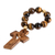 Wood and tiger's eye decennary rosary, 'Jesus Silhouette' - Tiger's Eye Decennary Rosary with Pinewood Cross