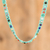 Kristallperlen-Halskette, 'Türkis-Magie - Türkisfarbene Perlenkette mit Kristallen in einer Regenbogenpalette