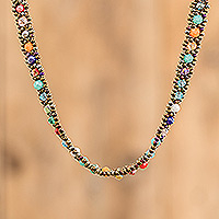 Multicolor Glass and Crystal Beaded Necklace from Guatemala - Magical  Finesse