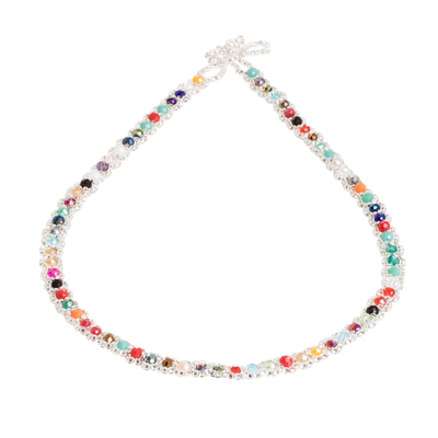 Multicolored Handmade Crystal and Glass Beaded Necklace