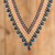 Crystal and glass beaded waterfall necklace, 'Cascade in Blue' - Handmade Blue Waterfall Necklace with Crystal & Glass Beads (image 2) thumbail