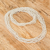 Glass beaded strand necklace, 'Infinite Bonds' - Glass Beaded Long Necklace with Multiple Strands