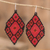 Glass beaded dangle earrings, 'Rhombus Trend in Red' - Geometric Beaded Dangle Earrings in Red and Black Hues (image 2) thumbail