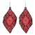 Pendientes colgantes con cuentas de vidrio, 'Rhombus Trend in Red' - Pendientes colgantes con cuentas geométricas en tonos rojos y negros