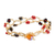 Beaded wristband bracelet, 'Intertwined in Red' - Glass Beaded Wristband Bracelet with Crystal Bead Closure