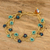 Beaded wristband bracelet, 'Intertwined in Blue' - Glass Beaded Wristband Bracelet with Crystal Bead Closure (image 2) thumbail