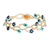 Beaded wristband bracelet, 'Intertwined in Blue' - Glass Beaded Wristband Bracelet with Crystal Bead Closure thumbail
