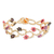 Beaded wristband bracelet, 'Intertwined in Pink' - Glass Beaded Wristband Bracelet with Crystal Bead Closure thumbail