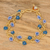 Glass beaded wristband bracelet, 'Blue Floral Hugs' - Floral Glass Beaded Wristband Bracelet Crafted in Guatemala (image 2) thumbail