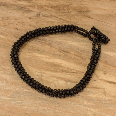 Armband aus Glasperlen - Schwarzes Glasperlenarmband mit Knebelverschluss