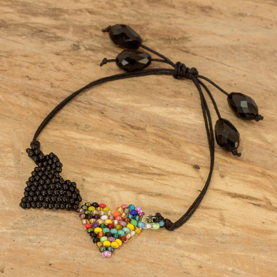 Armband mit Perlenanhänger - Armband mit Herzanhänger aus Glasperlen und Kristallakzenten