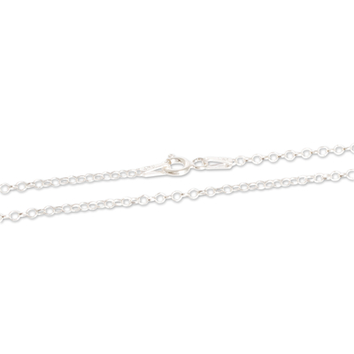 Jade pendant necklace, 'Rectangle' - Sterling Silver Necklace with Rectangular Pendant and Jade