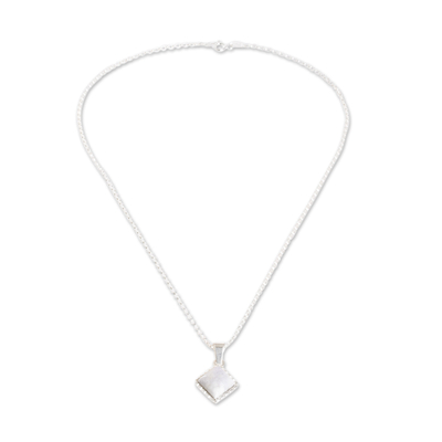 Jade pendant necklace, 'Rhombus in Lavender' - Silver Necklace with Rhombus-Shaped Lavender Jade Pendant
