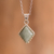 Jade pendant necklace, 'Rhombus in Green' - 925 Silver Necklace with Rhombus-Shaped Green Jade Pendant thumbail
