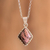 Rhodonite pendant necklace, 'Rhombus' - Guatemalan Sterling Silver Necklace with Rhodonite Pendant