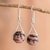 Rhodonite dangle earrings, 'Octagonal' - Sterling Silver Dangle Earrings with Rhodonite Stones thumbail