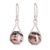 Rhodonite dangle earrings, 'Octagonal' - Sterling Silver Dangle Earrings with Rhodonite Stones (image 2a) thumbail