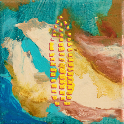 'Seeds II' - Acrílico estirado y pintura abstracta al óleo en tonos cálidos