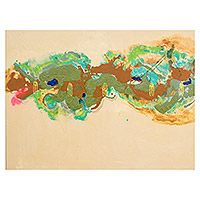 'Sentimientos en el tiempo de la siembra II' (2021) - Pintura abstracta estirada firmada en una paleta de colores