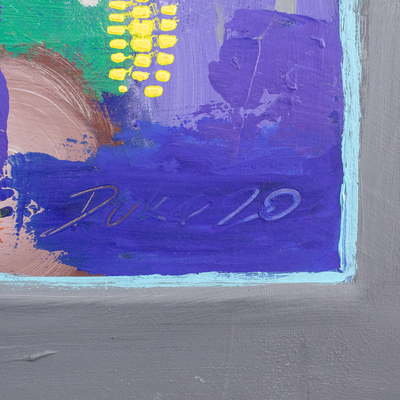 'Sowing Moon' (2020) - Pintura Abstracta en Óleo y Acrílico Estirado Firmada en Azul