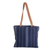 Cotton shoulder bag, 'Rupan in Blue' - Hand-Woven Cotton Shoulder Bag with Tassel and Suede Straps (image 2c) thumbail