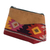 Cotton cosmetic bag, 'Feminine Subtlety in Poppy' - Hand-Woven Multicolored Suede Trimmed Cotton Cosmetic Bag (image 2b) thumbail