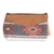 Cotton cosmetic bag, 'Feminine Subtlety' - Multicolored Suede Trimmed Cotton Cosmetic Bag with Tassel