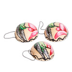 Dried gourd wall accents, 'Hummingbird Harmony' (set of 3) - Set of 3 Hand-Painted Dried Gourd Bird Wall Accents