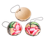 Dried gourd wall accents, 'Hummingbird Harmony' (set of 3) - Set of 3 Hand-Painted Dried Gourd Bird Wall Accents