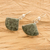 Jade dangle earrings, 'Legendary Harmony' - Fan-Shaped Sterling Silver Dangle Earrings with Jade Stones (image 2b) thumbail