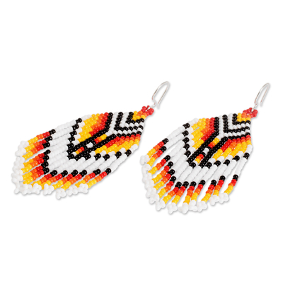 Glasperlen-Wasserfall-Ohrringe - Handgefertigte Wasserfall-Ohrringe aus Glasperlen mit einem weißen Ton