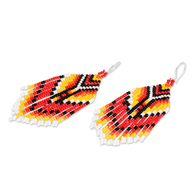 Glasperlen-Wasserfall-Ohrringe - Handgefertigte Wasserfall-Ohrringe aus Glasperlen mit einem roten Farbton