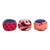 Cotton hacky sacks, 'Unity Feelings' (set of 3) - Set of 3 colourful Geometric Knit Cotton Hacky Sacks