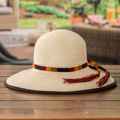 Handgewebte Hutbänder, (3er-Set) - Set aus 3 handgewebten Hutbändern aus Acryl in einer warmen Farbpalette