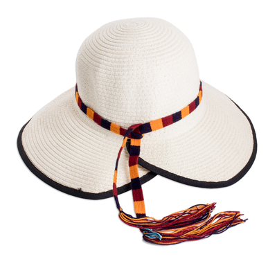 Handgewebte Hutbänder, (3er-Set) - Set aus 3 handgewebten Hutbändern aus Acryl in einem warmen Farbschema