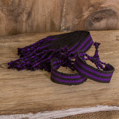 Purple and Orange Ceramic Beaded Bracelet