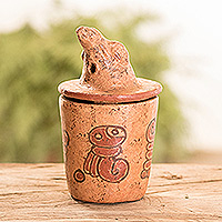 Ceramic decorative jar, 'Pipil Hawk' - Ceramic Decorative Jar with Pipil Motifs from El Salvador