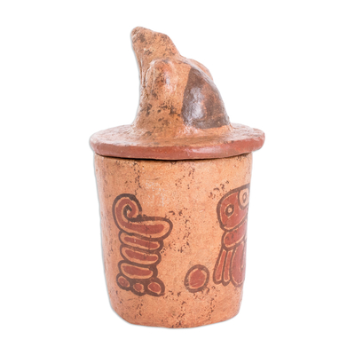 Tarro decorativo de cerámica - Jarra Decorativa de Cerámica con Motivos Pipil de El Salvador