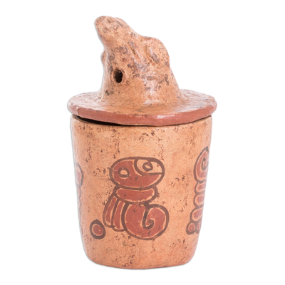 Ceramic decorative jar, 'Pipil Hawk' - Ceramic Decorative Jar with Pipil Motifs from El Salvador