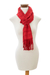 Rayon scarf, 'Among Threads in Red' - Fringed Red Scarf Hand-Woven from Rayon in Guatemala (image 2b) thumbail