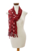 Cotton scarf, 'Strawberry Shine' - Handloomed Red Cotton Scarf with a Gingham-Inspired Pattern thumbail