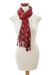 Cotton scarf, 'Strawberry Shine' - Handloomed Red Cotton Scarf with a Gingham-Inspired Pattern (image 2b) thumbail