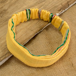 Cotton headband, 'Goldenrod Wish' - Handcrafted Yellow Cotton Headband with Vibrant Stripes
